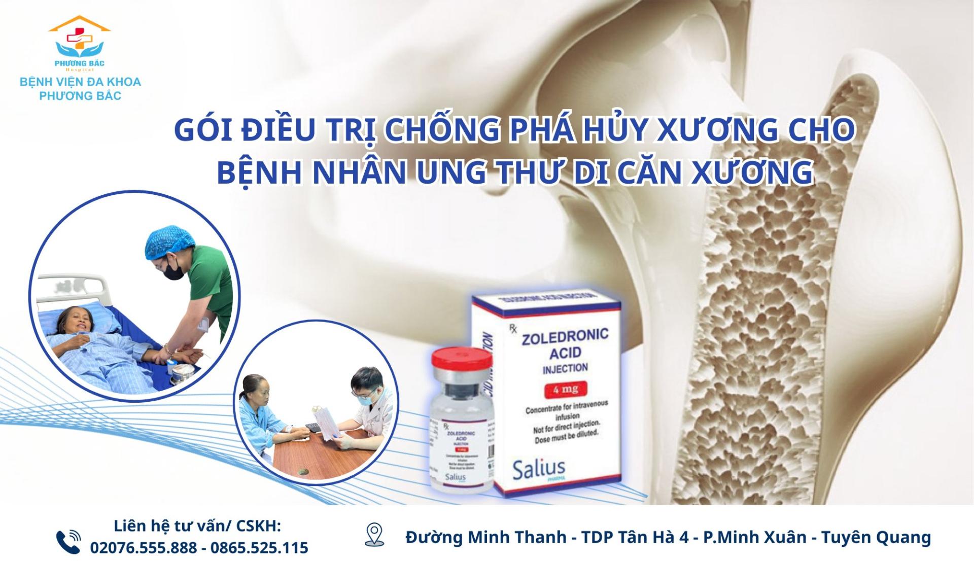 GÓI ĐIỀU TRỊ CHỐNG PHÁ HỦY XƯƠNG CHO BỆNH NHÂN UNG THƯ DI CĂN XƯƠNG TẠI BVĐK PHƯƠNG BẮC