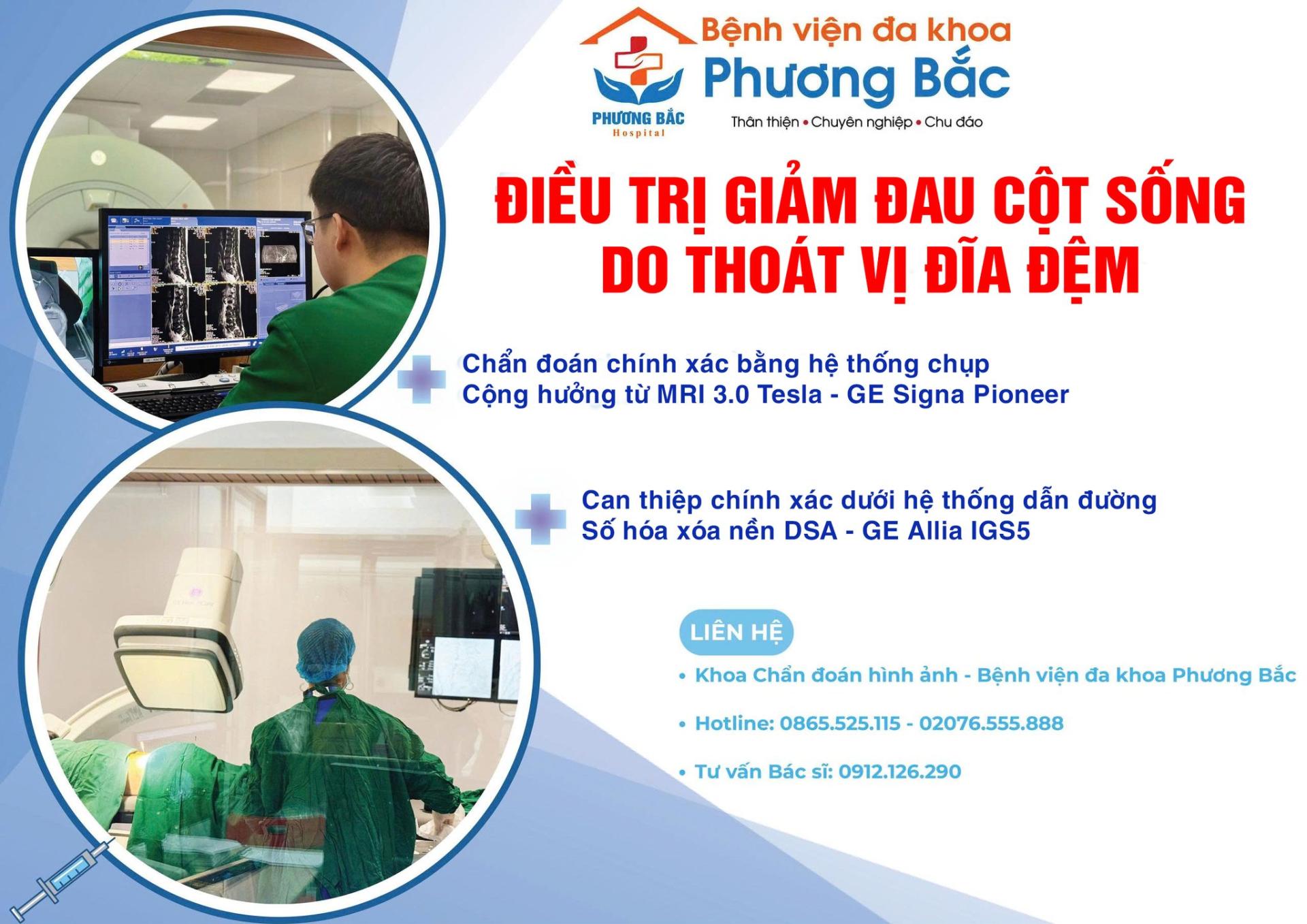 ĐAU CỘT SỐNG DO THOÁT VỊ ĐĨA ĐỆM - CHẨN ĐOÁN CHÍNH XÁC, CAN THIỆP GIẢM ĐAU HIỆU QUẢ TẠI BVĐK PHƯƠNG BẮC