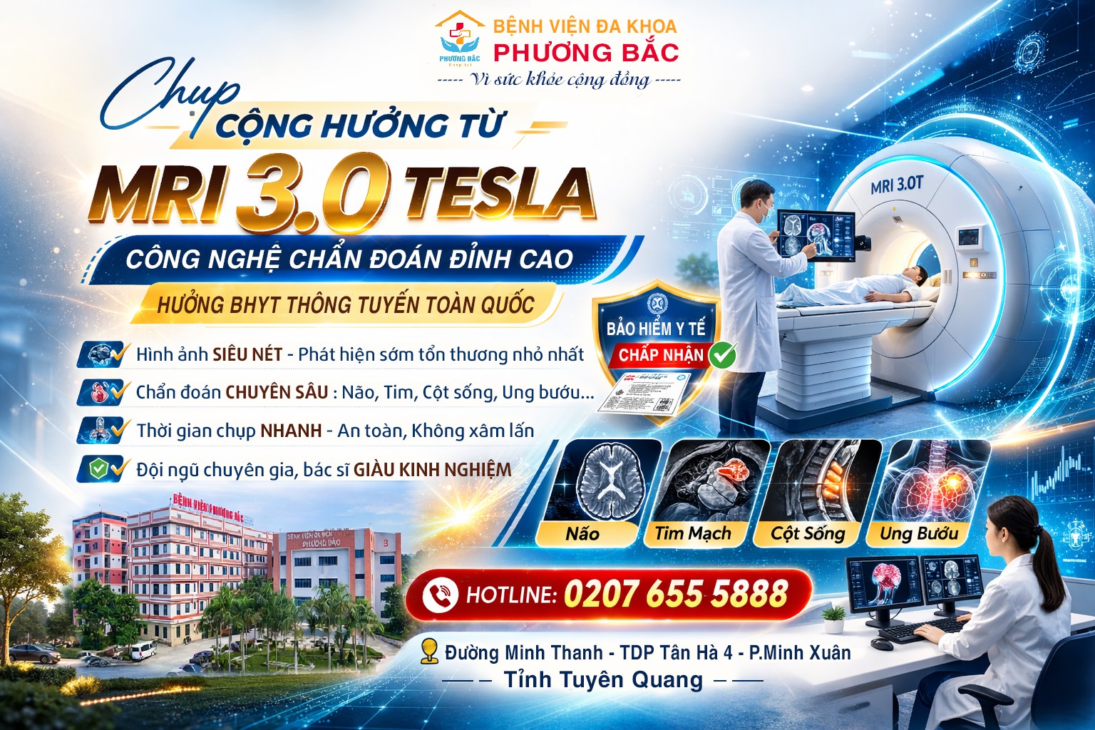 CHỤP CỘNG HƯỞNG TỪ 3.0 TESLA ĐỈNH CAO - HƯỞNG BHYT NGAY TẠI BVĐK PHƯƠNG BẮC!
