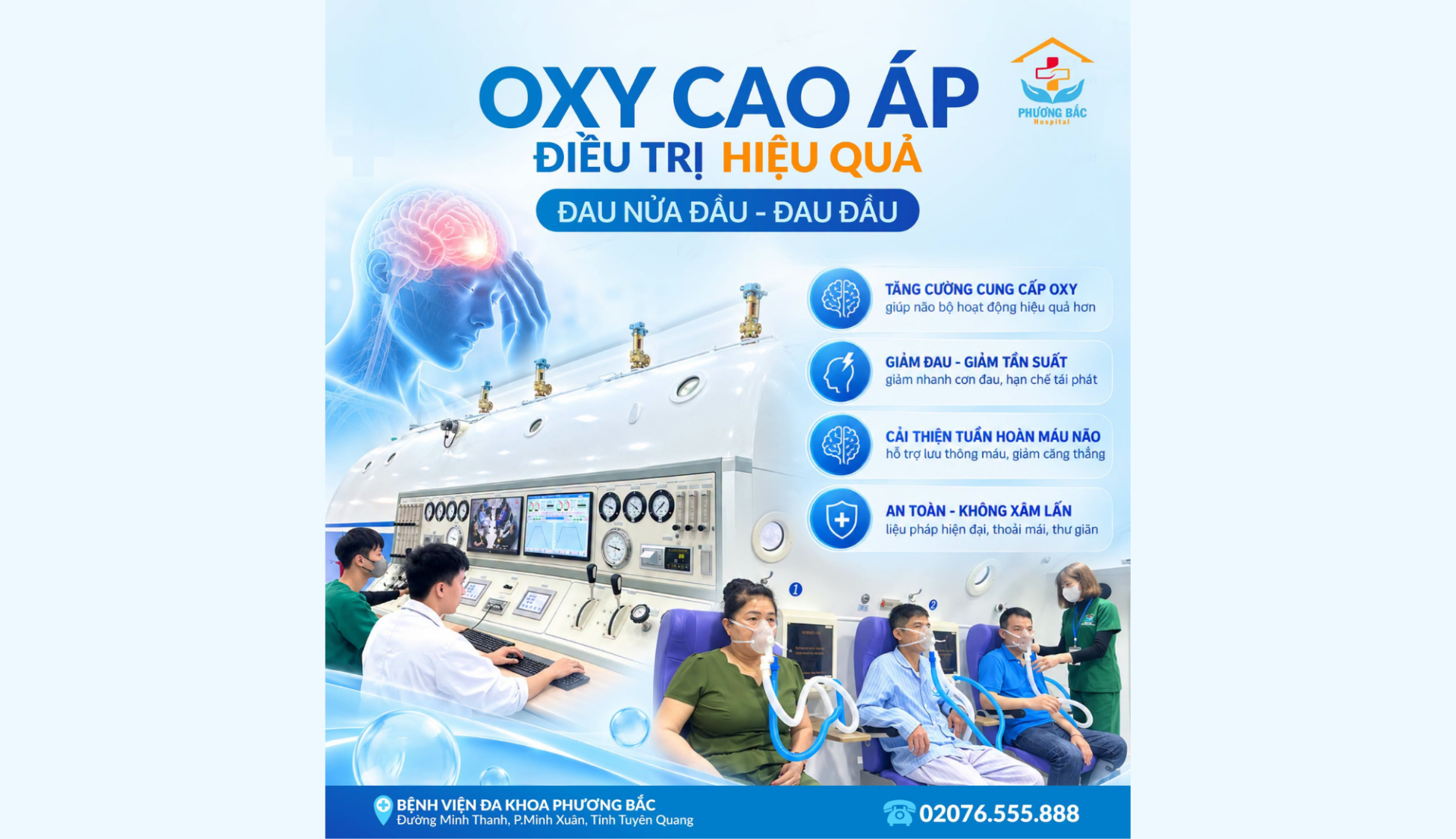 TẠM BIỆT NHỮNG CƠN ĐAU ĐẦU KÉO DÀI CÙNG LIỆU PHÁP OXY CAO ÁP